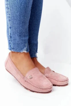 New Boto Damskie Zamszowe Mokasyny Różowe Madelyn