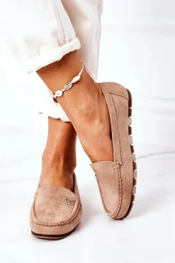 Boto Mokasyny Damskie Zamszowe*Damskie Zamszowe Mokasyny Jasny Brąz Madelyn