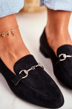 Online Buty Sergio Leone Damskie Zamszowe Mokasyny Sergio Leone MK733 Czarne