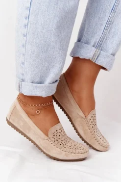 Boto Mokasyny Damskie Zamszowe*Damskie Zamszowe Mokasyny Beżowe Molly