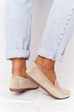 Boto Mokasyny Damskie Zamszowe*Damskie Zamszowe Mokasyny Beżowe Molly