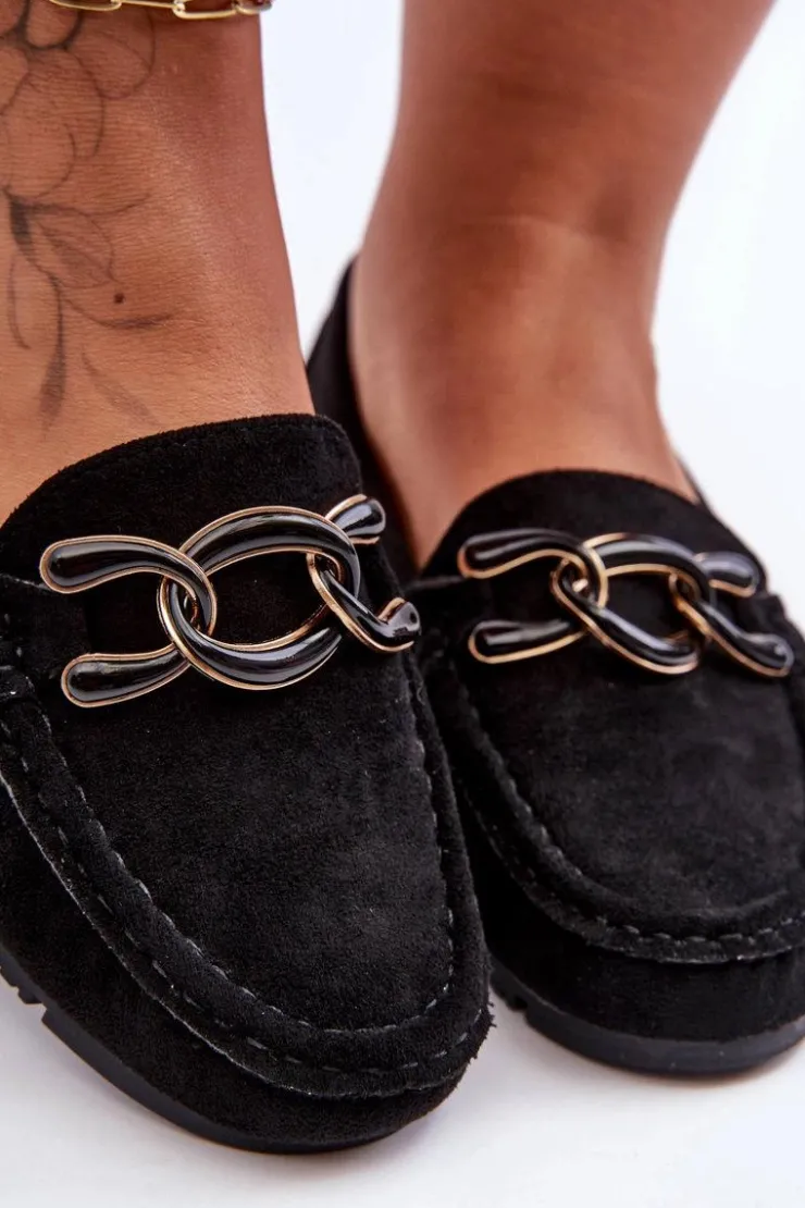 Damskie Boto Damskie Zamszowe Mokasyny Na Płaskiej Podeszwie Czarne Appia