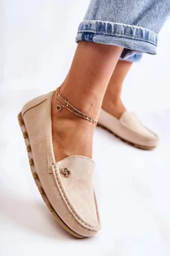 Damskie Boto Damskie Zamszowe Mokasyny Beżowe Colena