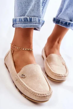 Damskie Boto Damskie Zamszowe Mokasyny Beżowe Colena