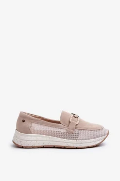 Damskie buty S.Barski Damskie Zamszowe Mokasyny D&A TW210 Beżowe Beżowy