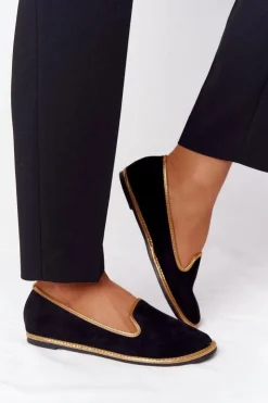 Damskie Boto Damskie Zamszowe Mokasyny Lu Boo Czarne