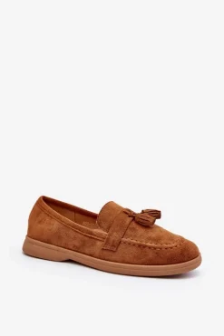 Damskie Boto Damskie Zamszowe Mokasyny Camel Dansitu