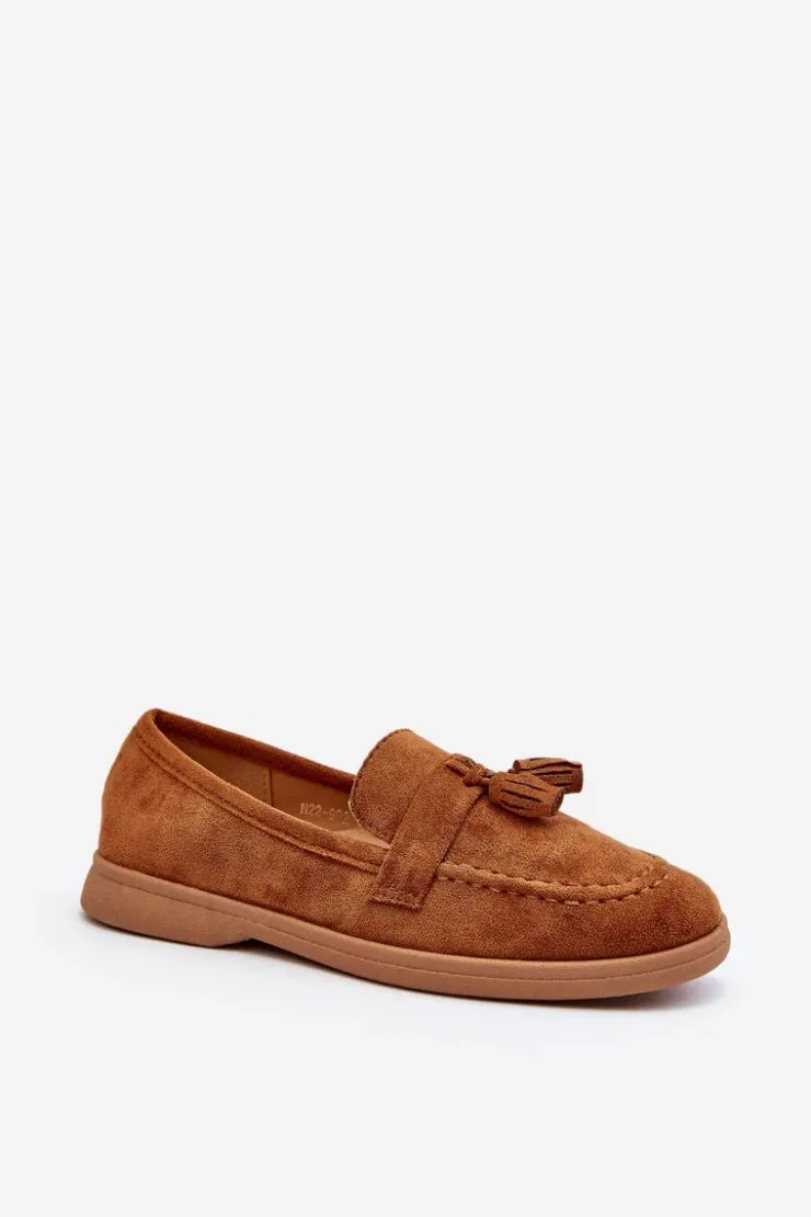 Damskie Boto Damskie Zamszowe Mokasyny Camel Dansitu