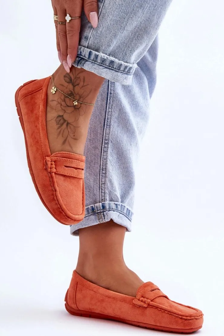 Damskie Boto Damskie Zamszowe Mokasyny Pomarańczowe Lenvie