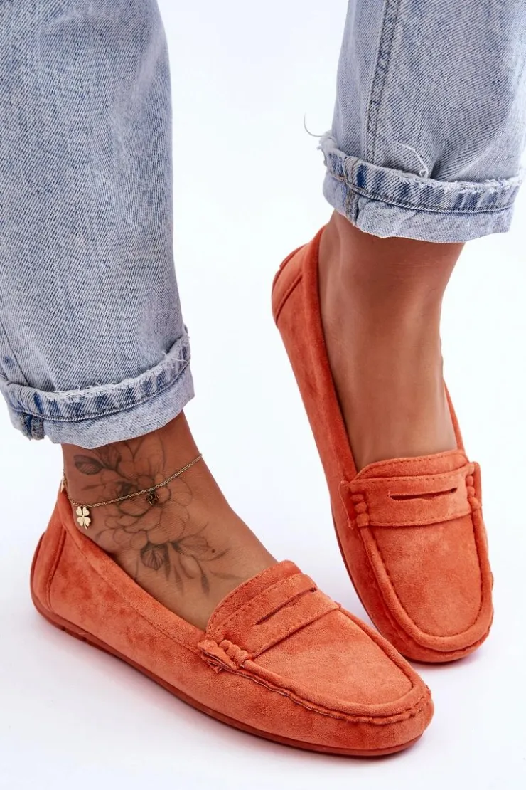 Damskie Boto Damskie Zamszowe Mokasyny Pomarańczowe Lenvie