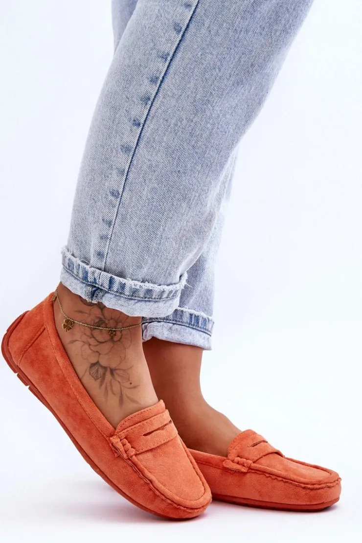 Damskie Boto Damskie Zamszowe Mokasyny Pomarańczowe Lenvie