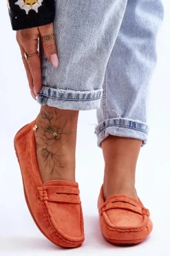 Damskie Boto Damskie Zamszowe Mokasyny Pomarańczowe Lenvie