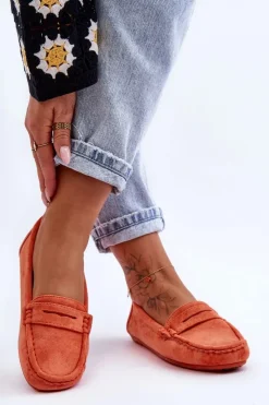 Damskie Boto Damskie Zamszowe Mokasyny Pomarańczowe Lenvie