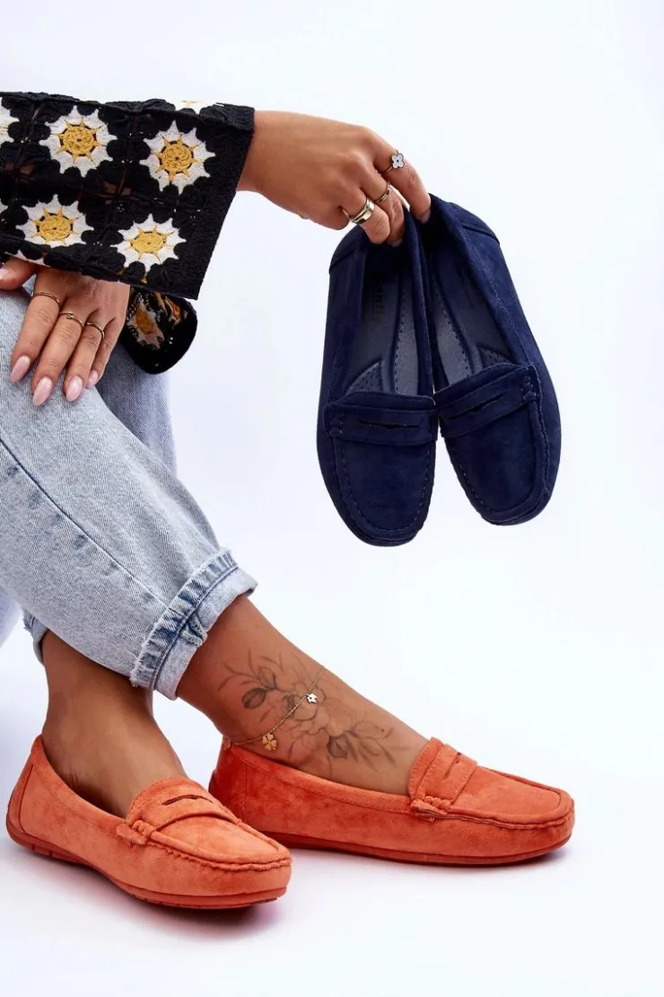 Damskie Boto Damskie Zamszowe Mokasyny Pomarańczowe Lenvie