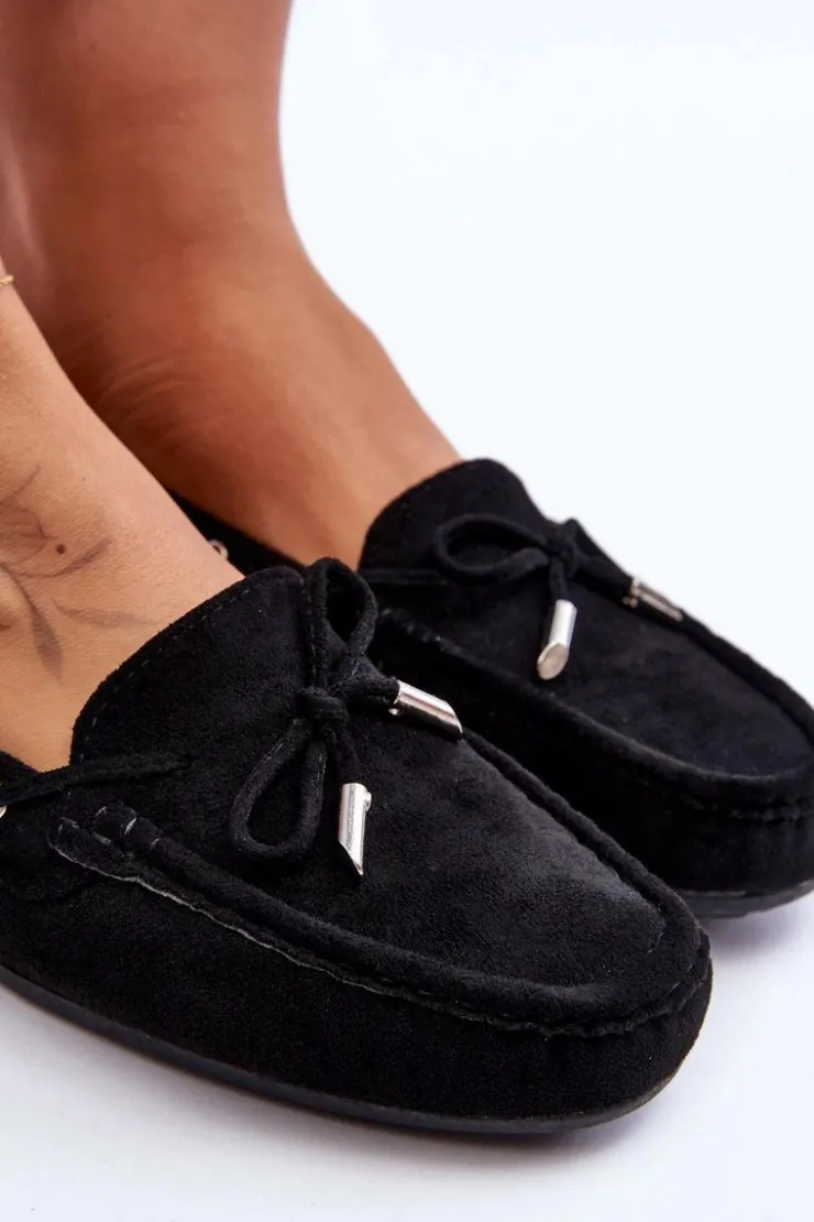 Damskie Boto Damskie Zamszowe Mokasyny Czarne Si Passione