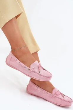 Damskie Boto Damskie Zamszowe Mokasyny Jasnoróżowe Si Passione