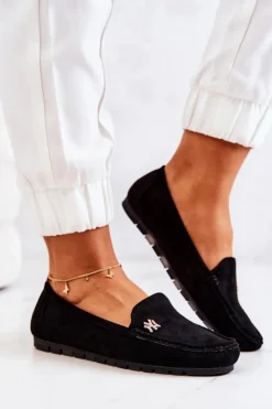 Boto Mokasyny Damskie Zamszowe*Damskie Zamszowe Mokasyny Czarne Madelyn
