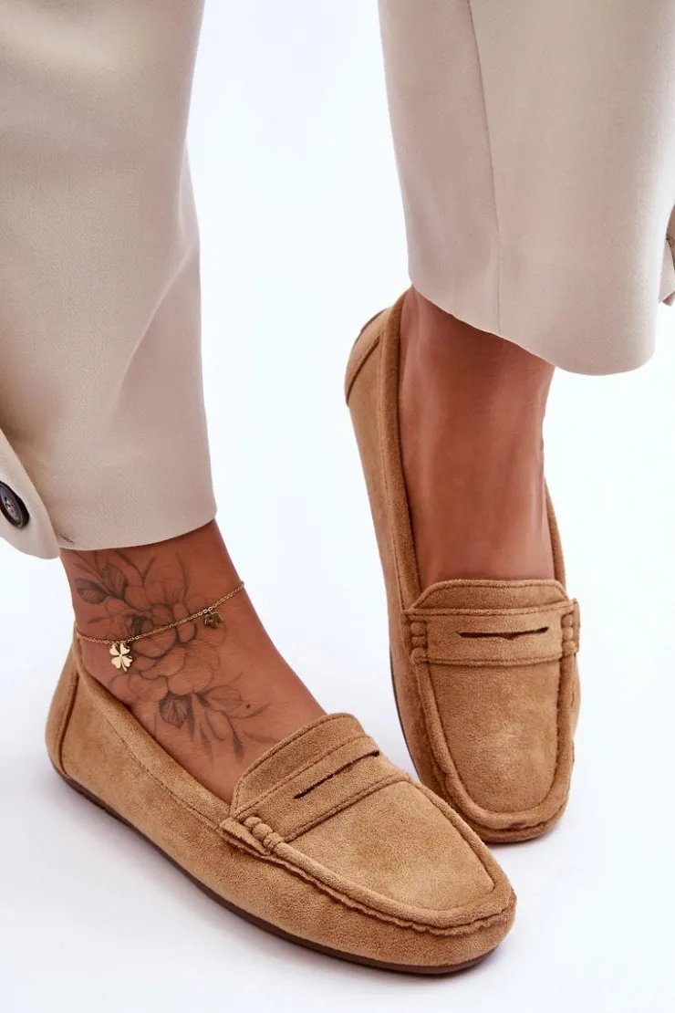 Damskie Boto Damskie Zamszowe Mokasyny Camel Lenvie