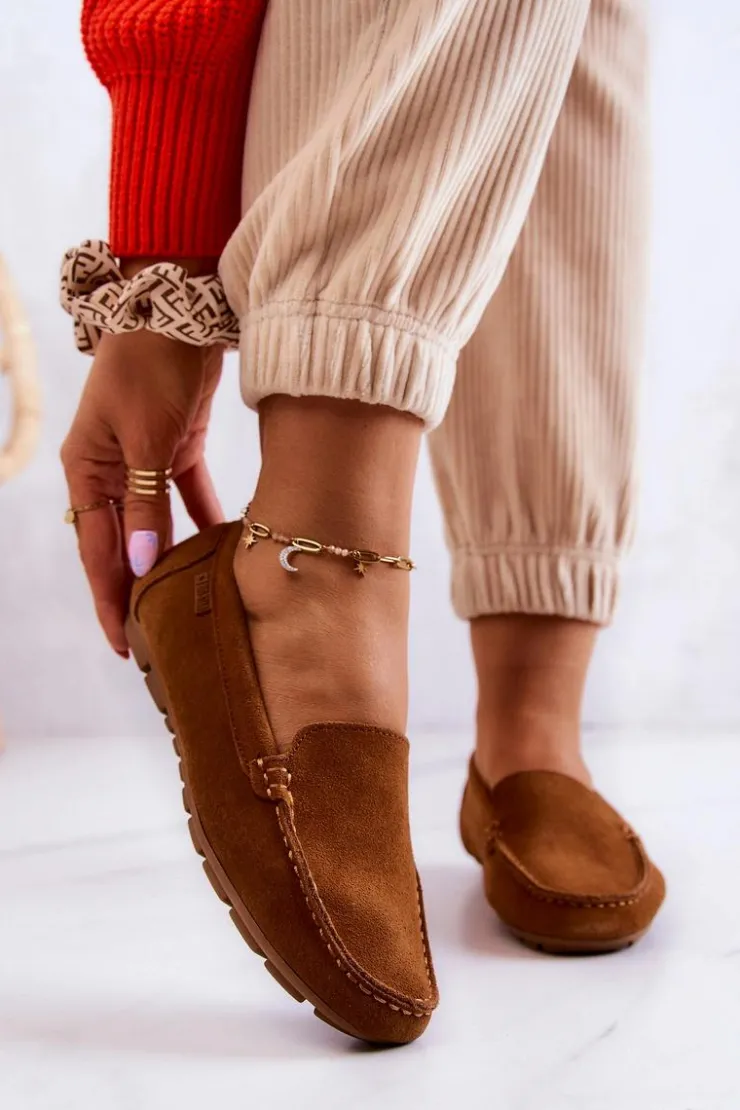 Big Star Shoes Mokasyny Damskie Zamszowe*Damskie Zamszowe Mokasyny Big Star JJ274660 Camel