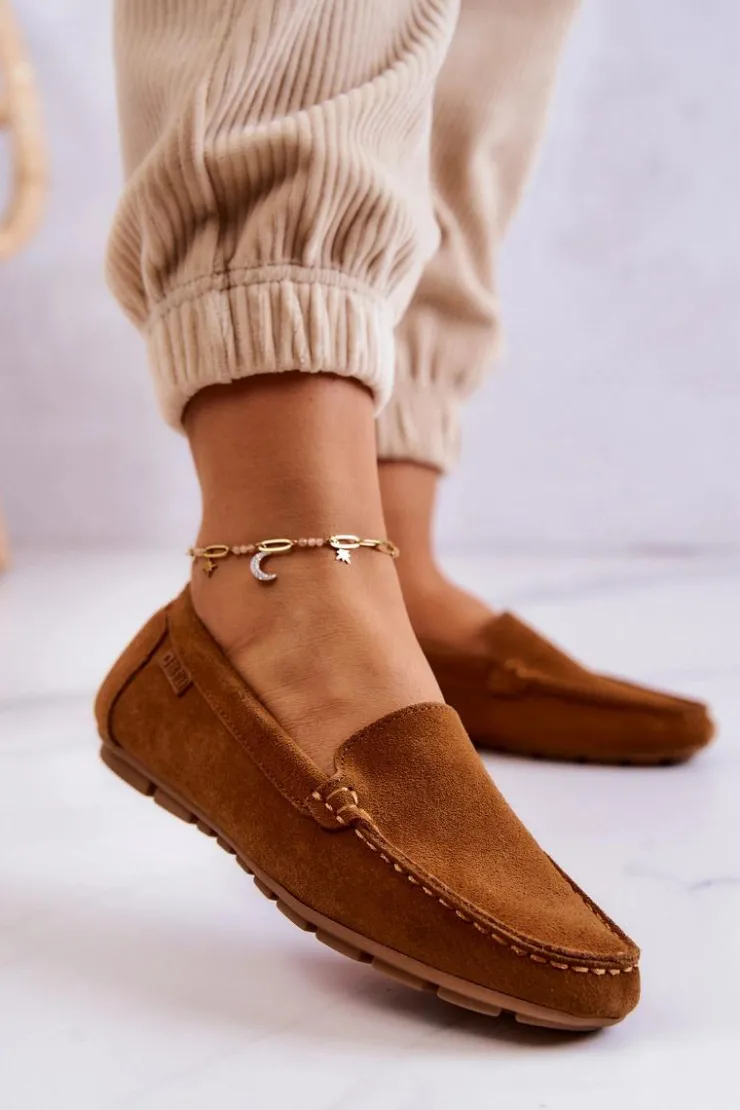 Big Star Shoes Mokasyny Damskie Zamszowe*Damskie Zamszowe Mokasyny Big Star JJ274660 Camel