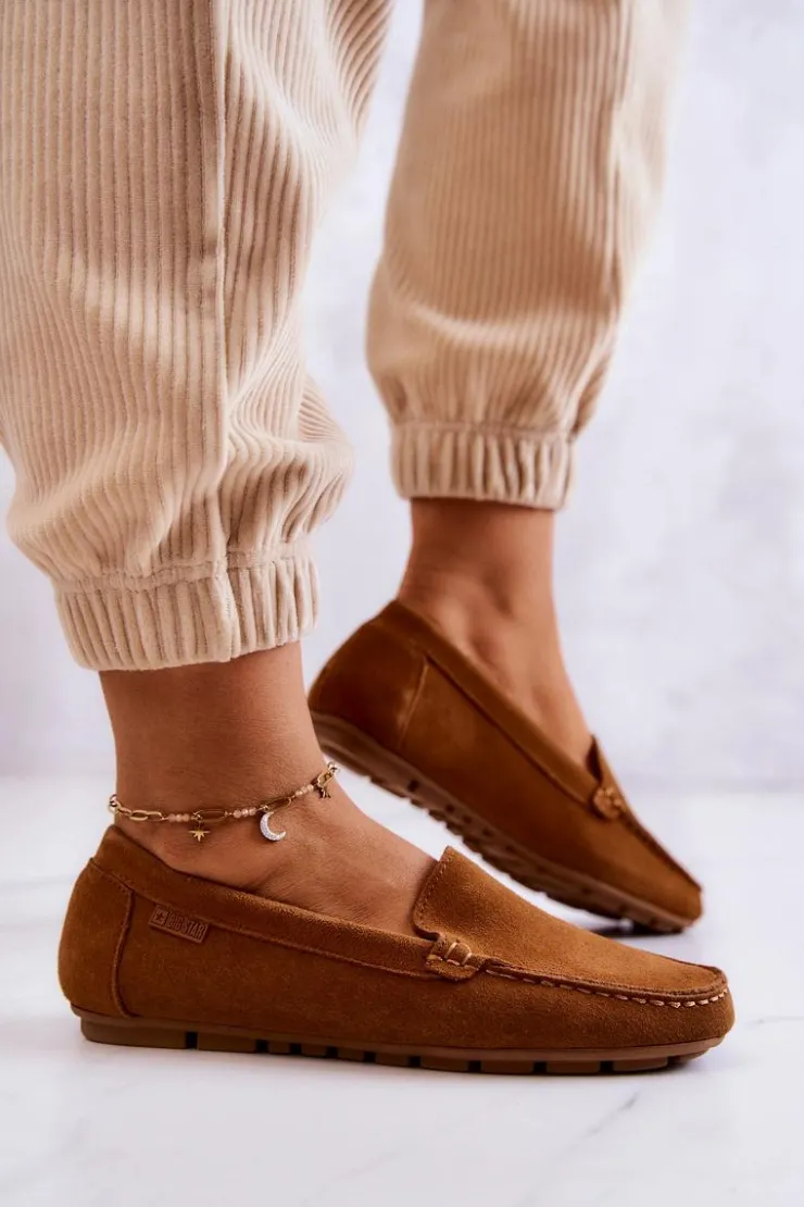 Big Star Shoes Mokasyny Damskie Zamszowe*Damskie Zamszowe Mokasyny Big Star JJ274660 Camel