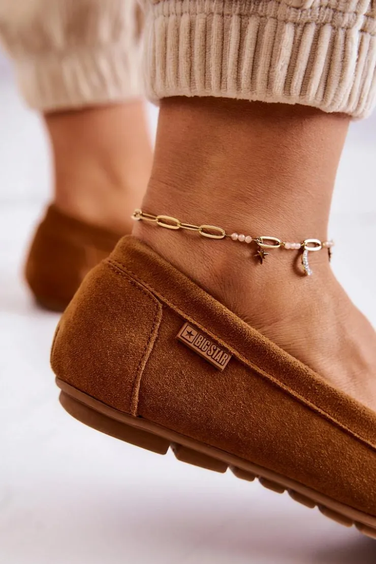 Big Star Shoes Mokasyny Damskie Zamszowe*Damskie Zamszowe Mokasyny Big Star JJ274660 Camel