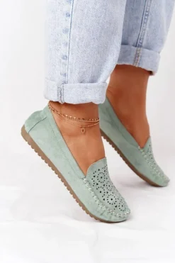 Boto Mokasyny Damskie Zamszowe*Damskie Zamszowe Mokasyny Zielone Molly