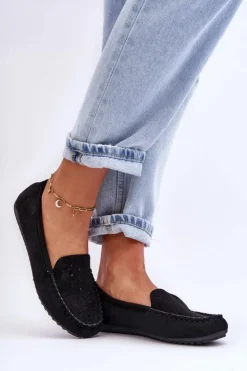Boto Mokasyny Damskie Zamszowe*Damskie Zamszowe Mokasyny Czarne Molly