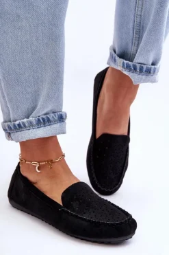 Boto Mokasyny Damskie Zamszowe*Damskie Zamszowe Mokasyny Czarne Molly