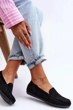 Boto Mokasyny Damskie Zamszowe*Damskie Zamszowe Mokasyny Czarne Molly