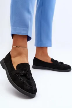 Boto Loafersy Damskie|Mokasyny Damskie Zamszowe*Damskie Zamszowe Mokasyny Czarne Dansitu