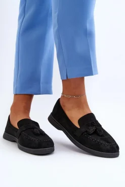 Boto Loafersy Damskie|Mokasyny Damskie Zamszowe*Damskie Zamszowe Mokasyny Czarne Dansitu