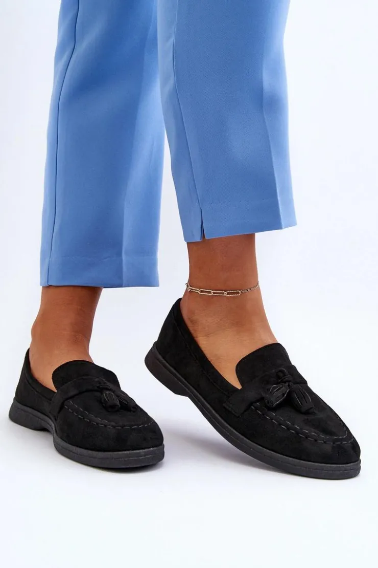 Boto Loafersy Damskie|Mokasyny Damskie Zamszowe*Damskie Zamszowe Mokasyny Czarne Dansitu