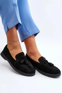 Boto Loafersy Damskie|Mokasyny Damskie Zamszowe*Damskie Zamszowe Mokasyny Czarne Dansitu