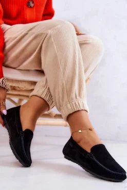 Big Star Shoes Mokasyny Damskie Zamszowe*Damskie Zamszowe Mokasyny Big Star JJ274654 Czarne