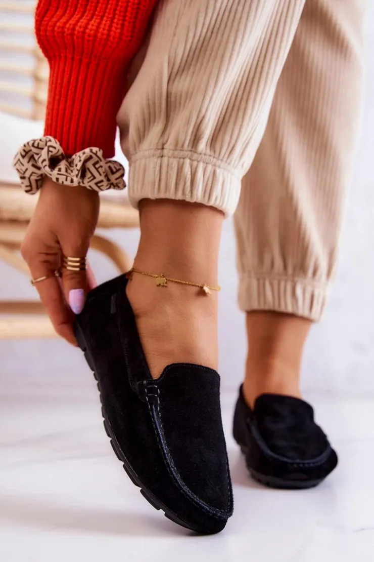 Big Star Shoes Mokasyny Damskie Zamszowe*Damskie Zamszowe Mokasyny Big Star JJ274654 Czarne