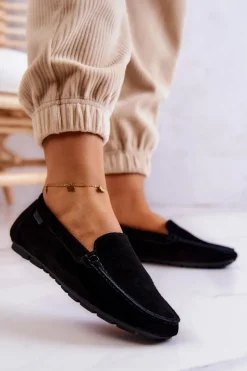 Big Star Shoes Mokasyny Damskie Zamszowe*Damskie Zamszowe Mokasyny Big Star JJ274654 Czarne