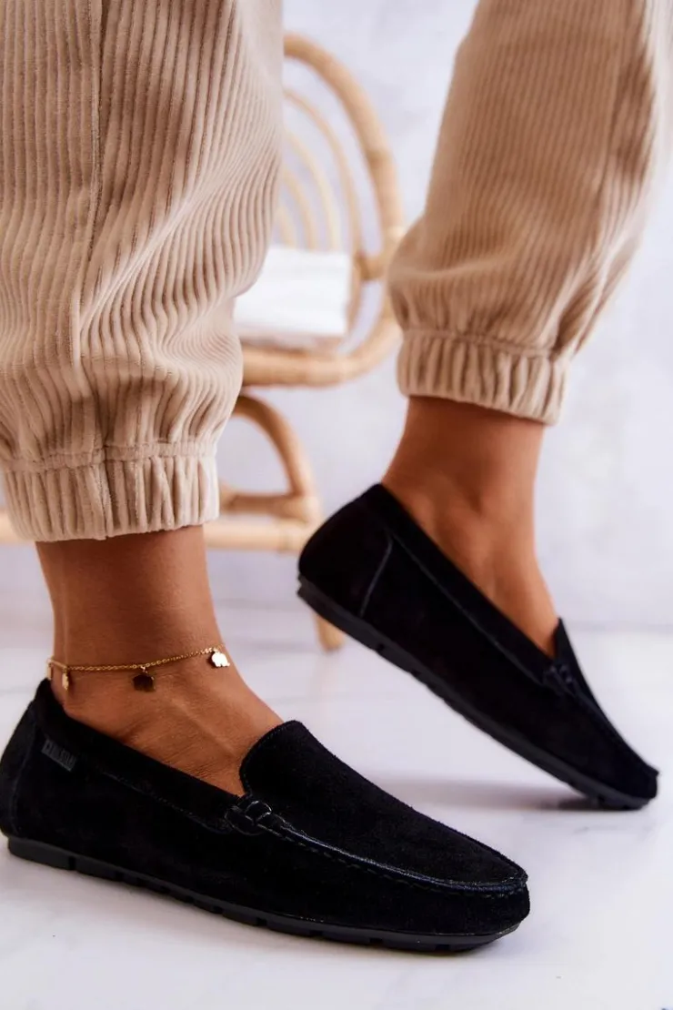 Big Star Shoes Mokasyny Damskie Zamszowe*Damskie Zamszowe Mokasyny Big Star JJ274654 Czarne