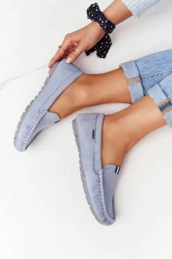 Best Boto Damskie Zamszowe Mokasyny Niebieskie San Marino