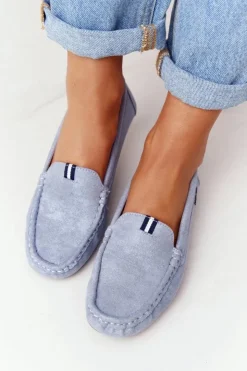 Best Boto Damskie Zamszowe Mokasyny Niebieskie San Marino