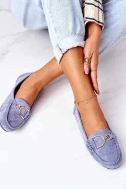 Hot Boto Damskie Zamszowe Mokasyny Niebieskie Downtown