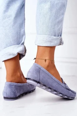 Hot Boto Damskie Zamszowe Mokasyny Niebieskie Downtown
