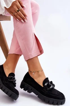 Damskie Buty damskie Vinceza Damskie Zamszowe Mokasyny Na Platformie Czarne Bennett