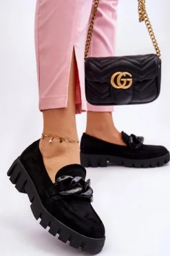 Damskie Buty damskie Vinceza Damskie Zamszowe Mokasyny Na Platformie Czarne Bennett