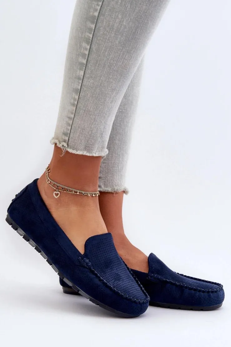 Damskie Boto Damskie Zamszowe Mokasyny Granatowe Ranica