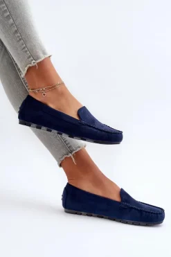 Damskie Boto Damskie Zamszowe Mokasyny Granatowe Ranica