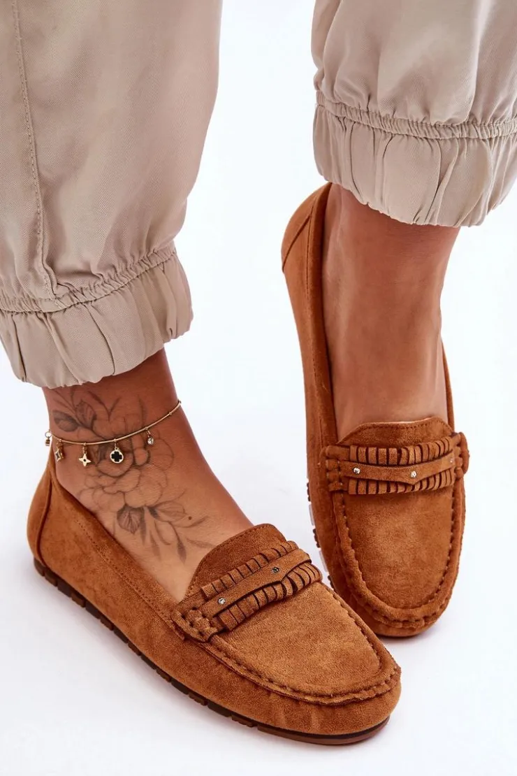 Damskie Boto Damskie Zamszowe Mokasyny Camel Clorie