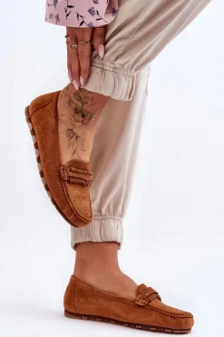 Damskie Boto Damskie Zamszowe Mokasyny Camel Clorie