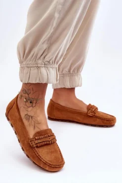 Damskie Boto Damskie Zamszowe Mokasyny Camel Clorie