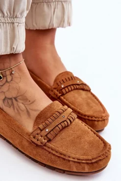 Damskie Boto Damskie Zamszowe Mokasyny Camel Clorie